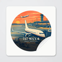 Thumbnail for Boeing 737 MAX 8 - 3D + Name - Circle Sticker - Peel