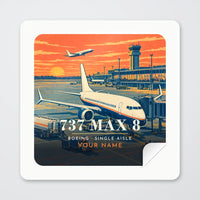 Thumbnail for Boeing 737 MAX 8 - 3D + Name - Square Sticker - Peel