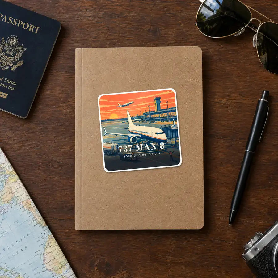 Boeing 737 MAX 8 - 3D - Square Sticker - Notebook