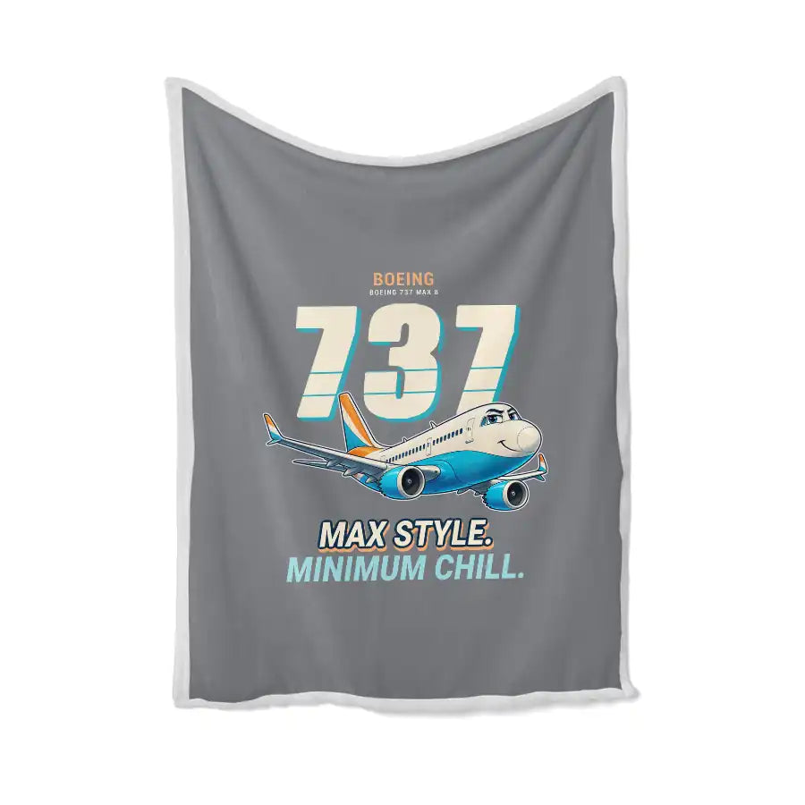 Boeing 737 MAX 8 - Cartoon - Blanket - Gray