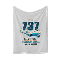 Thumbnail for Boeing 737 MAX 8 - Cartoon + Name - Blanket - Light Gray