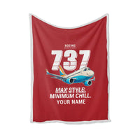 Thumbnail for Boeing 737 MAX 8 - Cartoon + Name - Blanket - Red