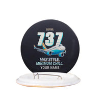 Thumbnail for Boeing 737 MAX 8 - Cartoon + Name - Pin - Black