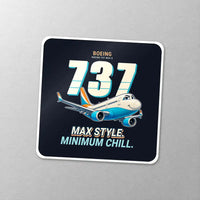 Thumbnail for Boeing 737 MAX 8 - Cartoon - Square Sticker - Close-up