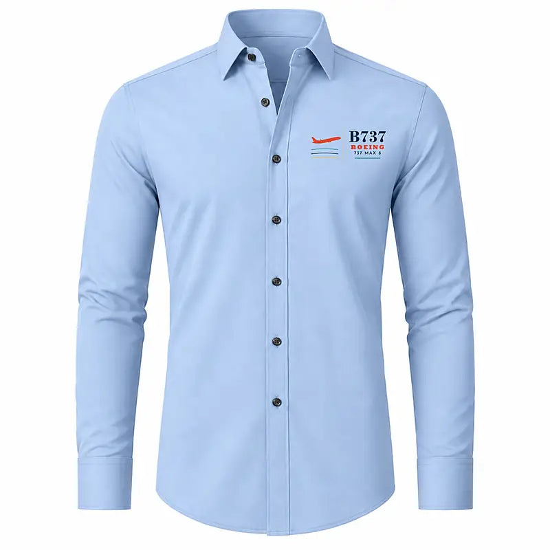 Boeing 737 MAX 8 - Long Sleeve Shirt - Poster - Light Blue