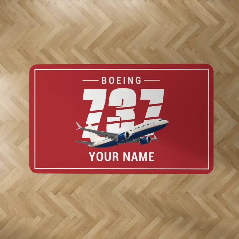 Boeing 737 MAX 8 - Original + Name - Rectangle Carpet - Red