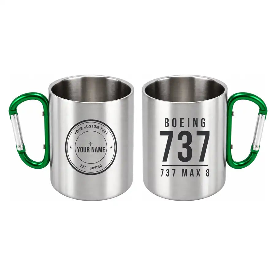 Boeing 737 MAX 8 - Outdoors Mug - Tag + Name - Green