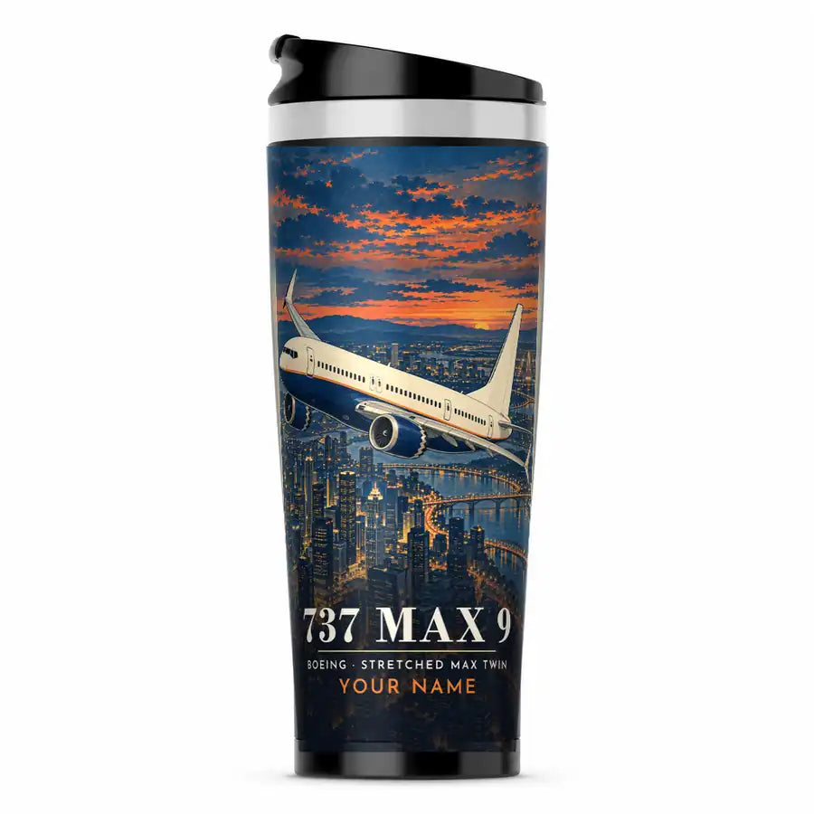 Boeing 737 MAX 9 - 3D + Name - Stainless Steel (No Holder) - Full Print