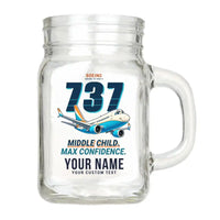 Thumbnail for Boeing 737 MAX 9 - Cartoon + Name - Cocktail Glass (Mason Jar)