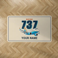 Thumbnail for Boeing 737 MAX 9 - Cartoon + Name - Rectangle Carpet - Beige