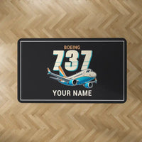 Thumbnail for Boeing 737 MAX 9 - Cartoon + Name - Rectangle Carpet - Black