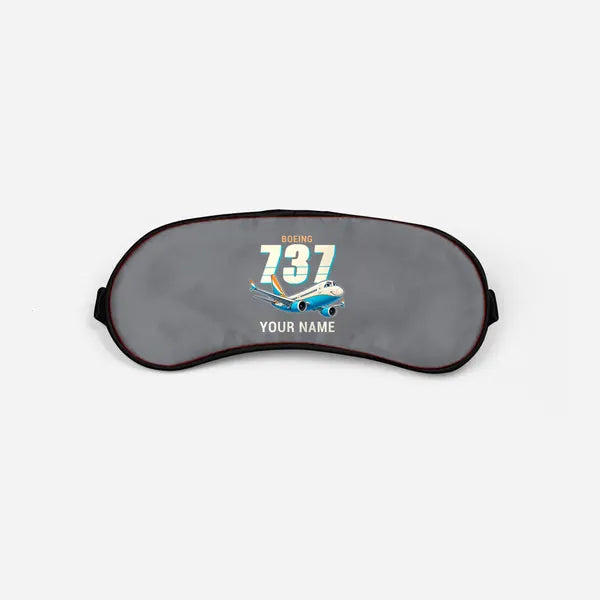 Boeing 737 MAX 9 - Cartoon + Name - Sleep Mask - Gray