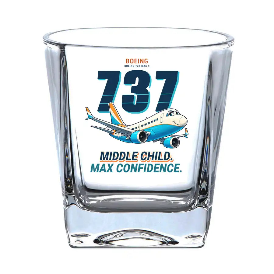 Boeing 737 MAX 9 - Cartoon - Whiskey Glass