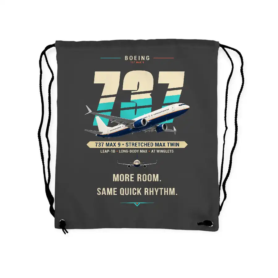 Boeing 737 MAX 9 - Drawstring Bag - Original - Gray