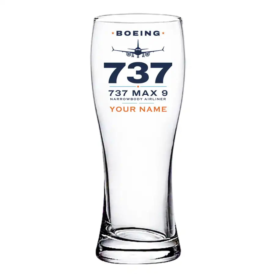 Boeing 737 MAX 9 - Heritage + Name - Pilsner Beer Glass