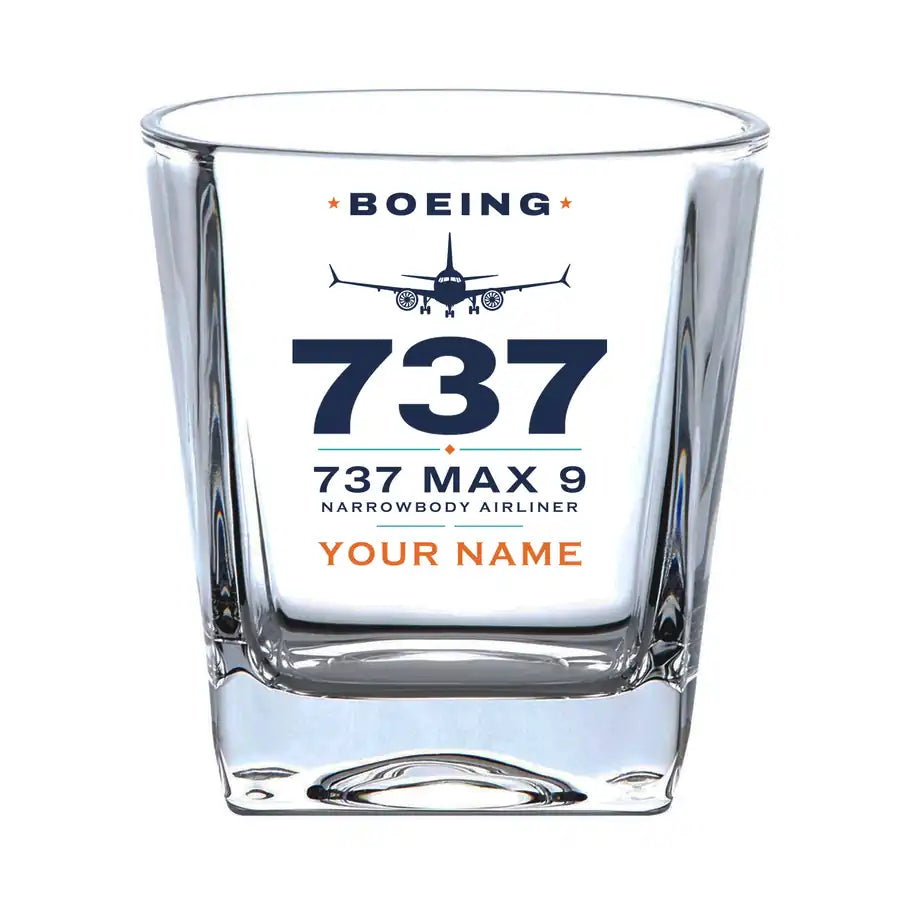 Boeing 737 MAX 9 - Heritage + Name - Whiskey Glass