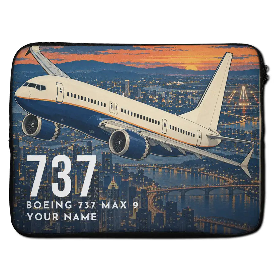 Boeing 737 MAX 9 - Laptop Sleeve + Name