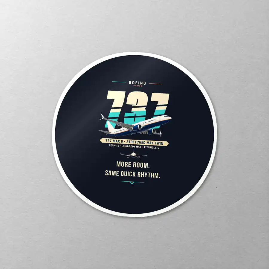 Boeing 737 MAX 9 - Original - Circle Sticker - Close-up