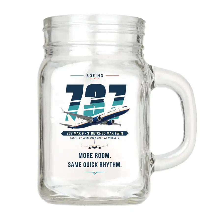 Boeing 737 MAX 9 - Original - Cocktail Glass (Mason Jar)