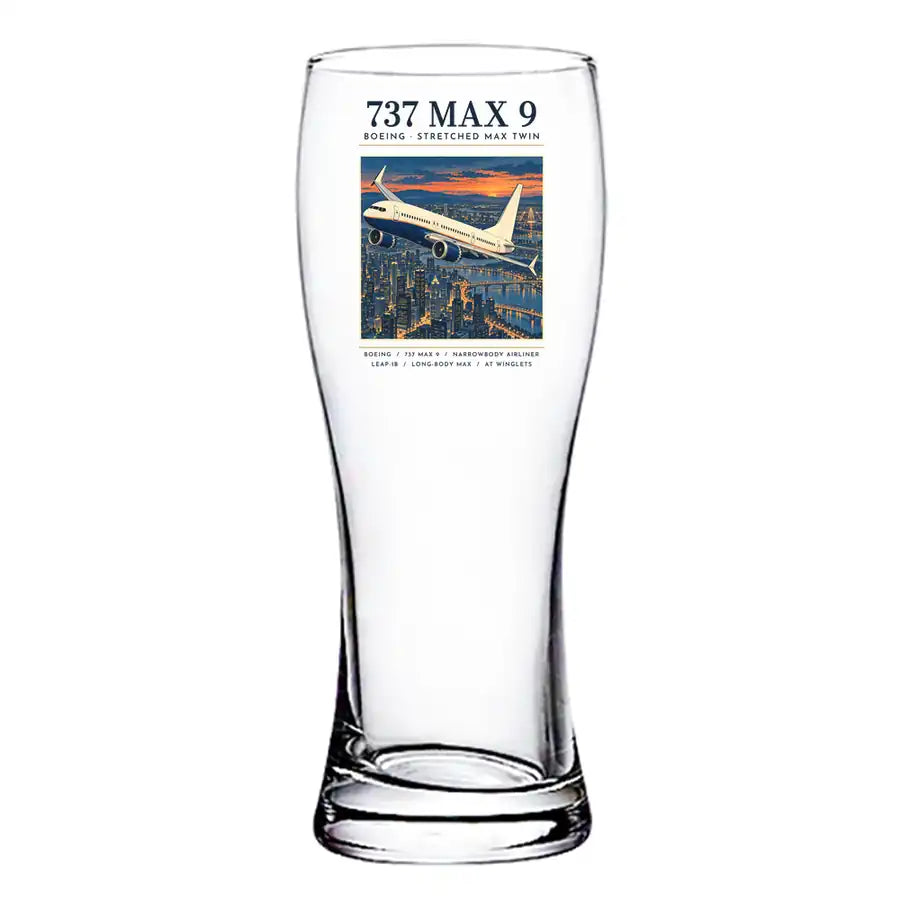 Boeing 737 MAX 9 - Poster - Pilsner Beer Glass
