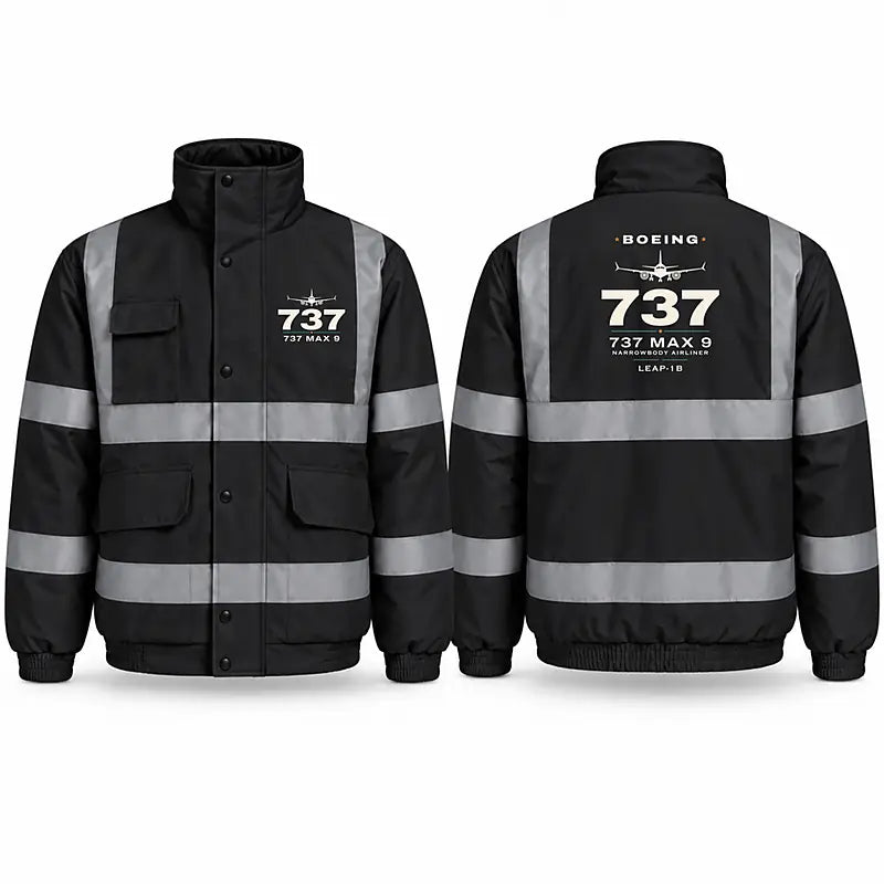 Boeing 737 MAX 9 Reflective Winter Jackets - Heritage - Black