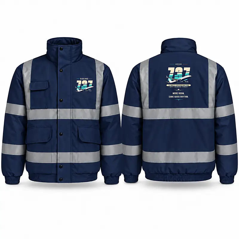 Boeing 737 MAX 9 Reflective Winter Jackets - Original - Navy Blue