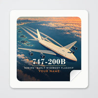 Thumbnail for Boeing 747-200B - 3D + Name - Square Sticker - Peel