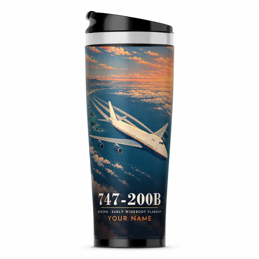 Boeing 747-200B - 3D + Name - Stainless Steel (No Holder) - Full Print