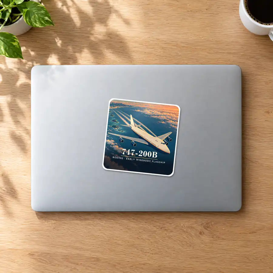 Boeing 747-200B - 3D - Square Sticker - MacBook