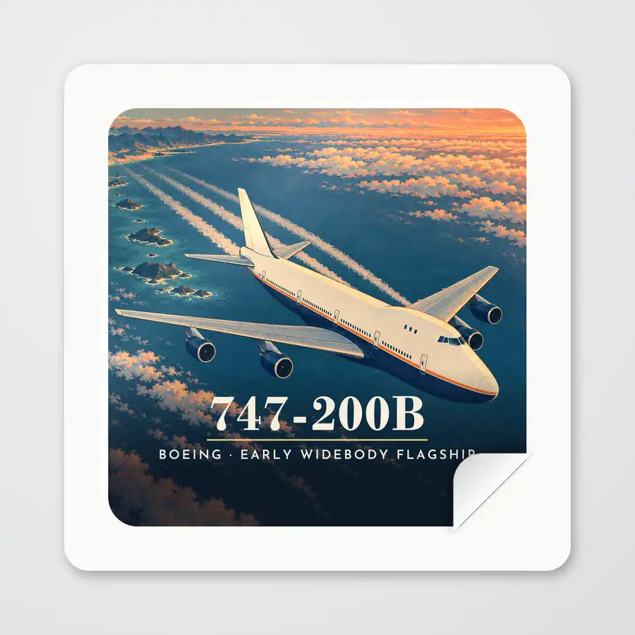 Boeing 747-200B - 3D - Square Sticker - Peel