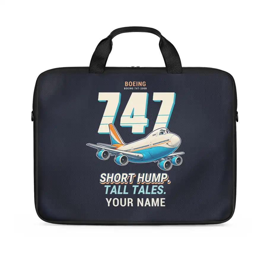 Boeing 747-200B - Cartoon + Name - Laptop Bag