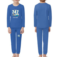 Thumbnail for Boeing 747-200B - Children Pajamas - Cartoon Chest + Name - Blue
