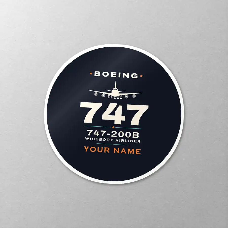 Boeing 747-200B - Heritage + Name - Circle Sticker - Close-up