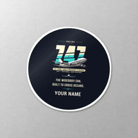 Thumbnail for Boeing 747-200B - Original + Name - Circle Sticker - Close-up