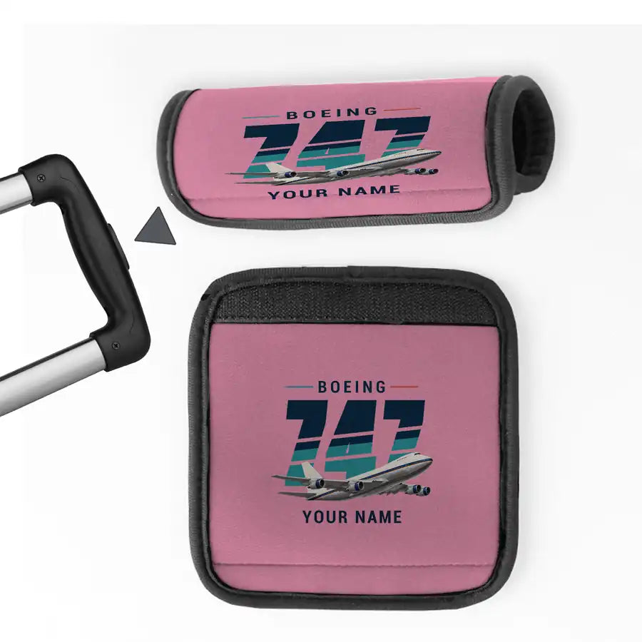 Boeing 747-200B - Original + Name - Luggage Handle Cover - Pink