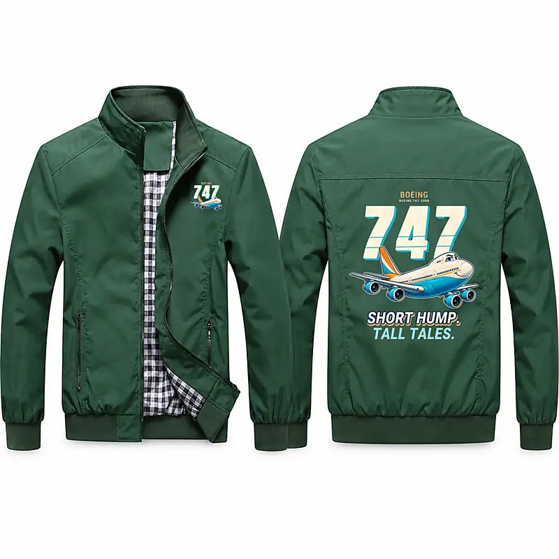 Boeing 747-200B Stylish Jackets - Stand Collar - Cartoon - Green