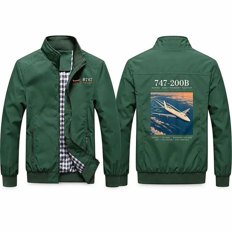 Boeing 747-200B Stylish Jackets - Stand Collar - Poster - Green
