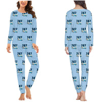 Thumbnail for Boeing 747-200B - Women Pajamas - Cartoon Pattern - Light Blue