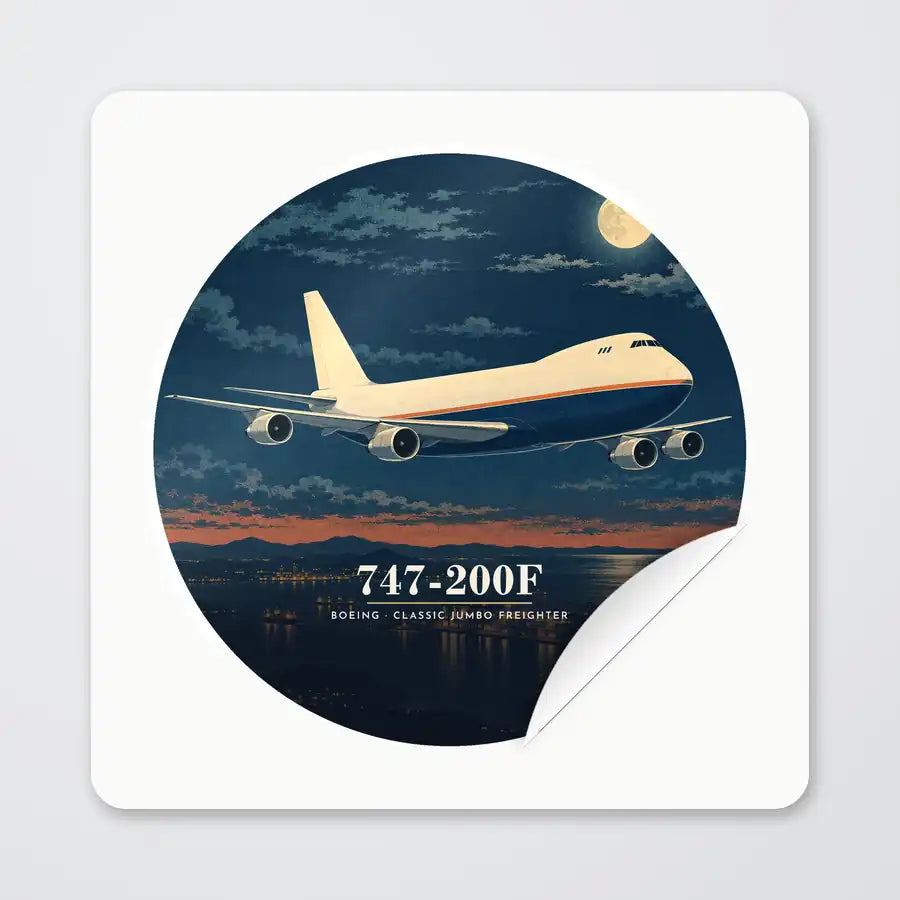 Boeing 747-200F - 3D - Circle Sticker - Peel