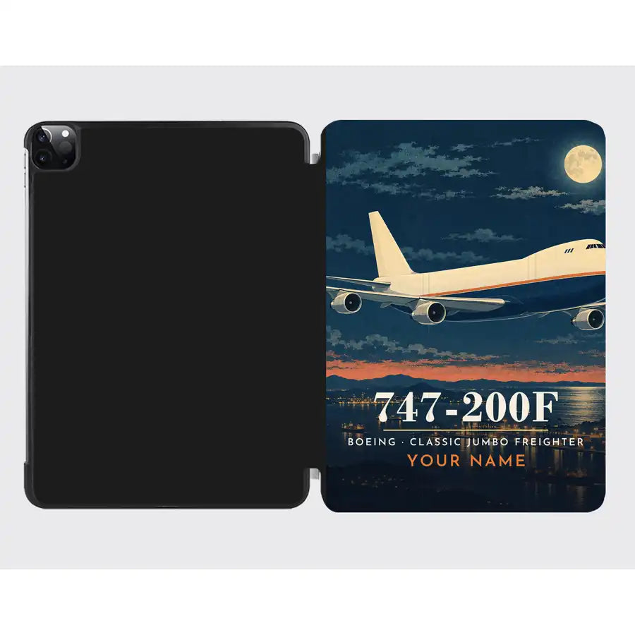 Boeing 747-200F - 3D + Name - iPad Case - Black