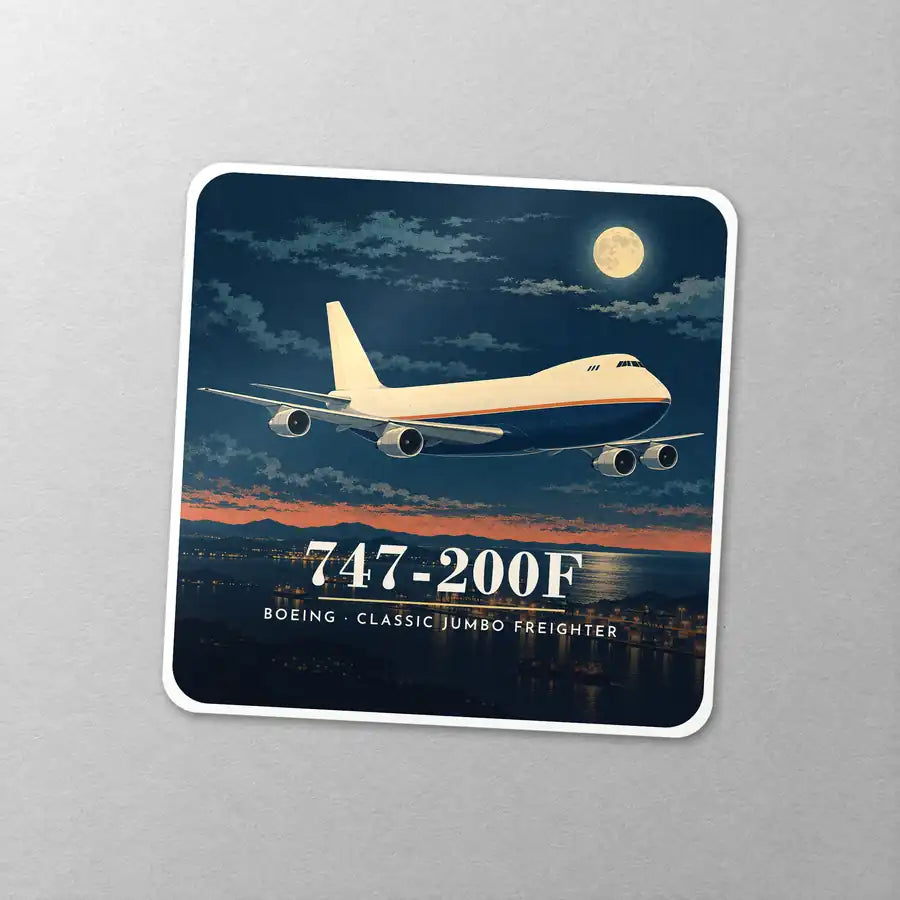 Boeing 747-200F - 3D - Square Sticker - Close-up