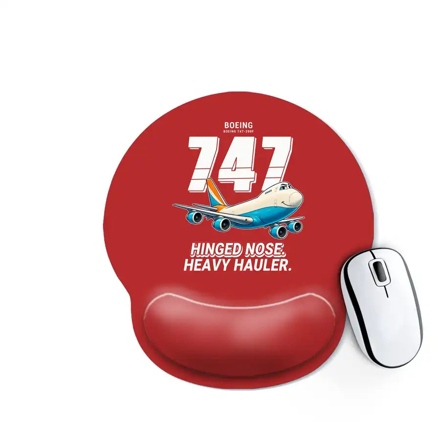 Boeing 747-200F - Cartoon - Ergonomic Mouse Pad - Red