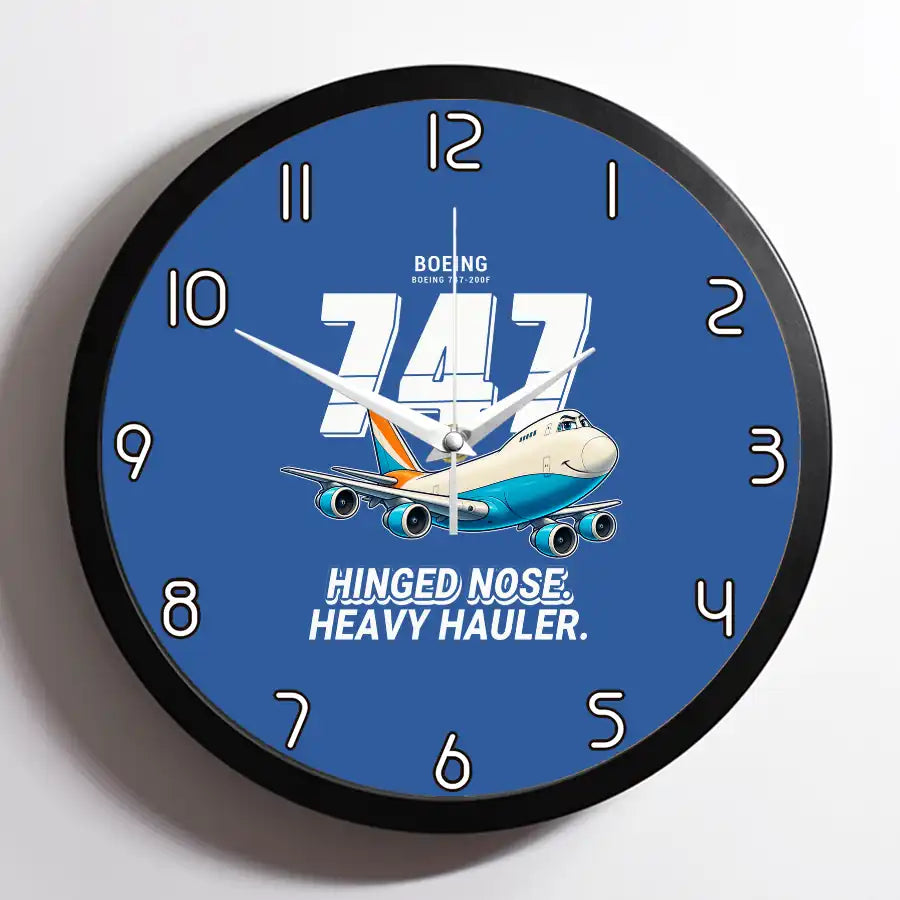 Boeing 747-200F - Cartoon - Framed - Blue