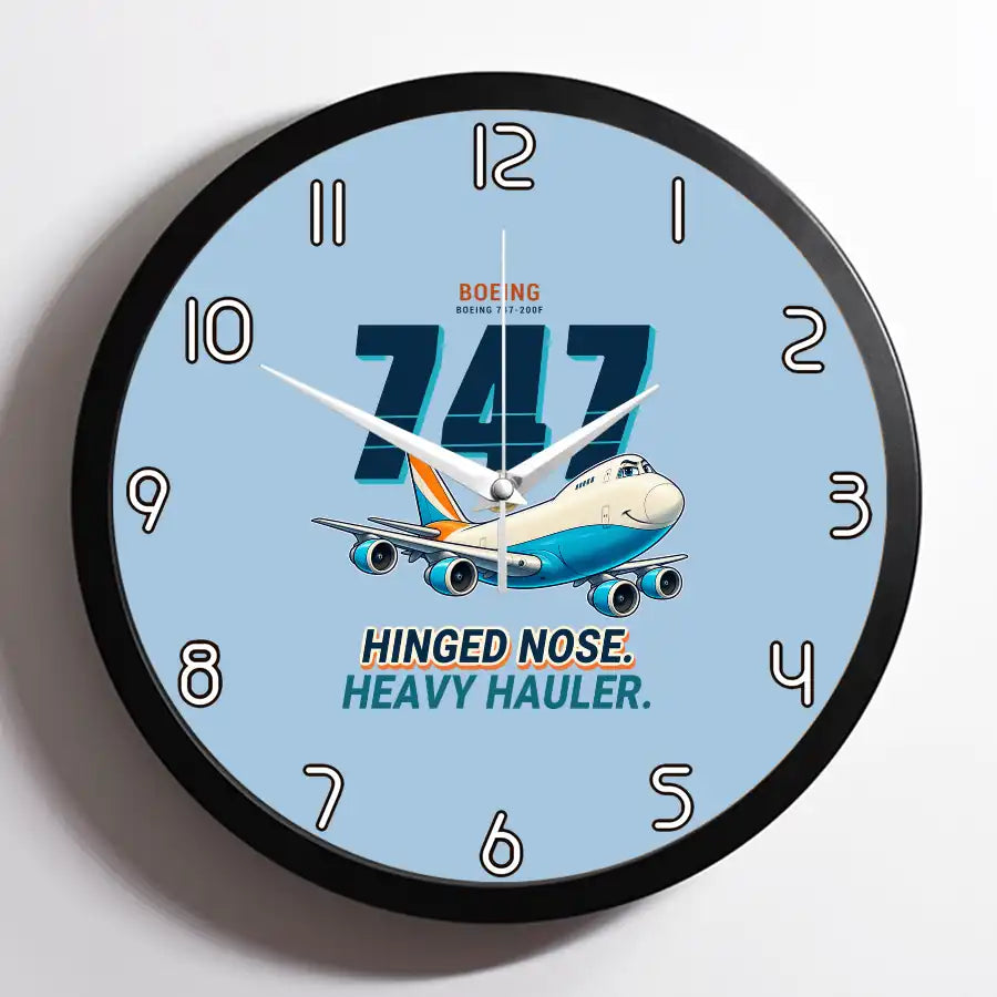 Boeing 747-200F - Cartoon - Framed - Light Blue