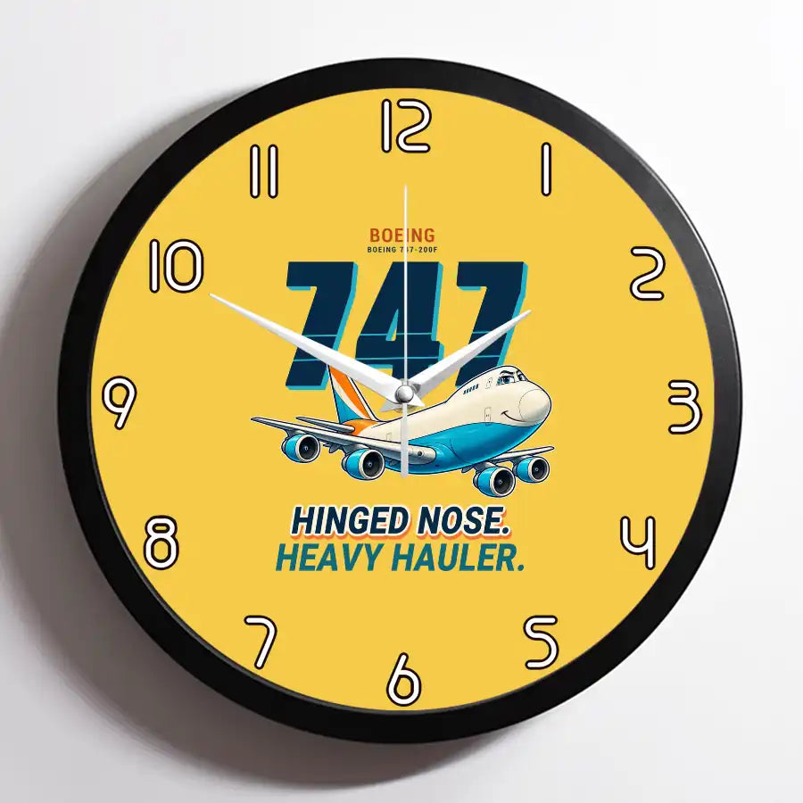 Boeing 747-200F - Cartoon - Framed - Yellow