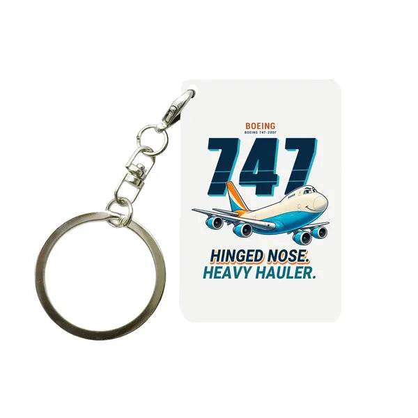 Boeing 747-200F - Cartoon - Key Chain - White