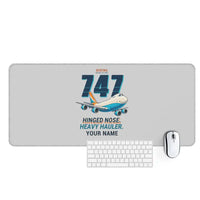 Thumbnail for Boeing 747-200F - Cartoon + Name - Desk Mat - Light Gray