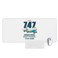 Thumbnail for Boeing 747-200F - Cartoon + Name - Desk Mat - White