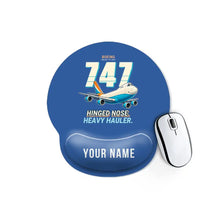 Thumbnail for Boeing 747-200F - Cartoon + Name - Ergonomic Mouse Pad - Blue