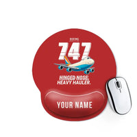 Thumbnail for Boeing 747-200F - Cartoon + Name - Ergonomic Mouse Pad - Red